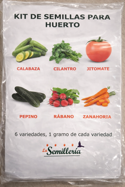 Empaque Kit de Semillas para Huerto - 6 variedades 1 gramo cada una.